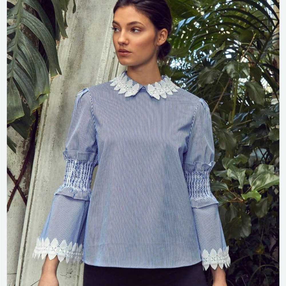 Ted Baker London Blue and White Striped Blouse